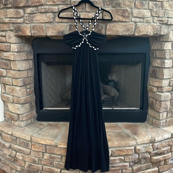 S-Twelve black and white maxi dress with elastic waistband and low back. Small - Picture 1 of 6